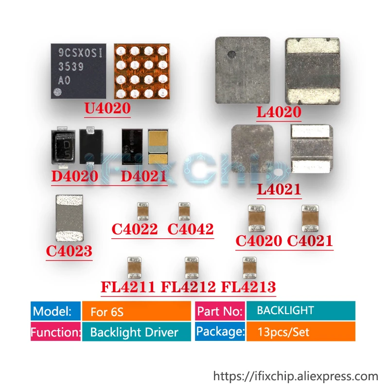 

Набор для светодиодов U4020 + катушка L4020 L4021 + диод D4020 D4021 + конденсатор C4023 C4020 + FL4211-13 фильтра для iphone 6s, 13 шт./лот