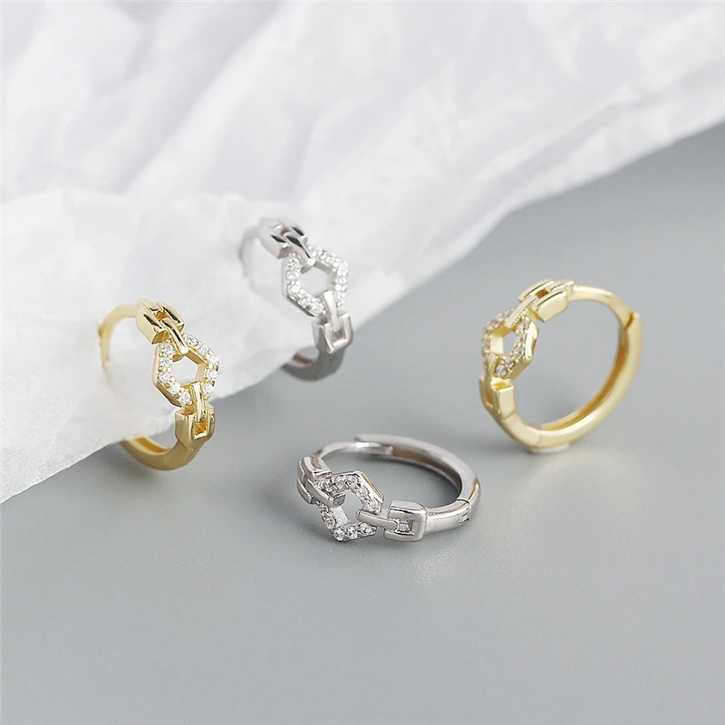 

Viny Earrings For Women 925 Sterling Silver Piercing Earrings Hoops Minimalism Crystals Circle Pendientes Wedding Jewelry