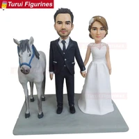 bride and groom horse wedding ceremony cake toppers cake stands sculpture dolls polymer clay figure