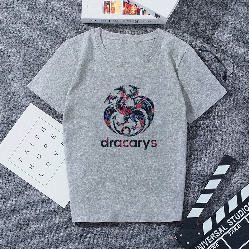 Новинка Dracarys «Игры престолов» Женская футболка женская летняя футболка с принтом дракона серые повседневные уличные модные футболки