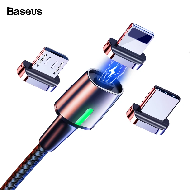 Магнитный Micro USB кабель Baseus для iPhone samsung type-C кабель для зарядки Магнитный адаптер для зарядного устройства usb type C кабели для мобильных телефонов