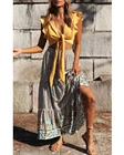 Женская пляжная юбка с цветочным принтом Happie Queen, бежевая юбка-макси из вискозы и хлопка с высокой эластичной талией в стиле бохо