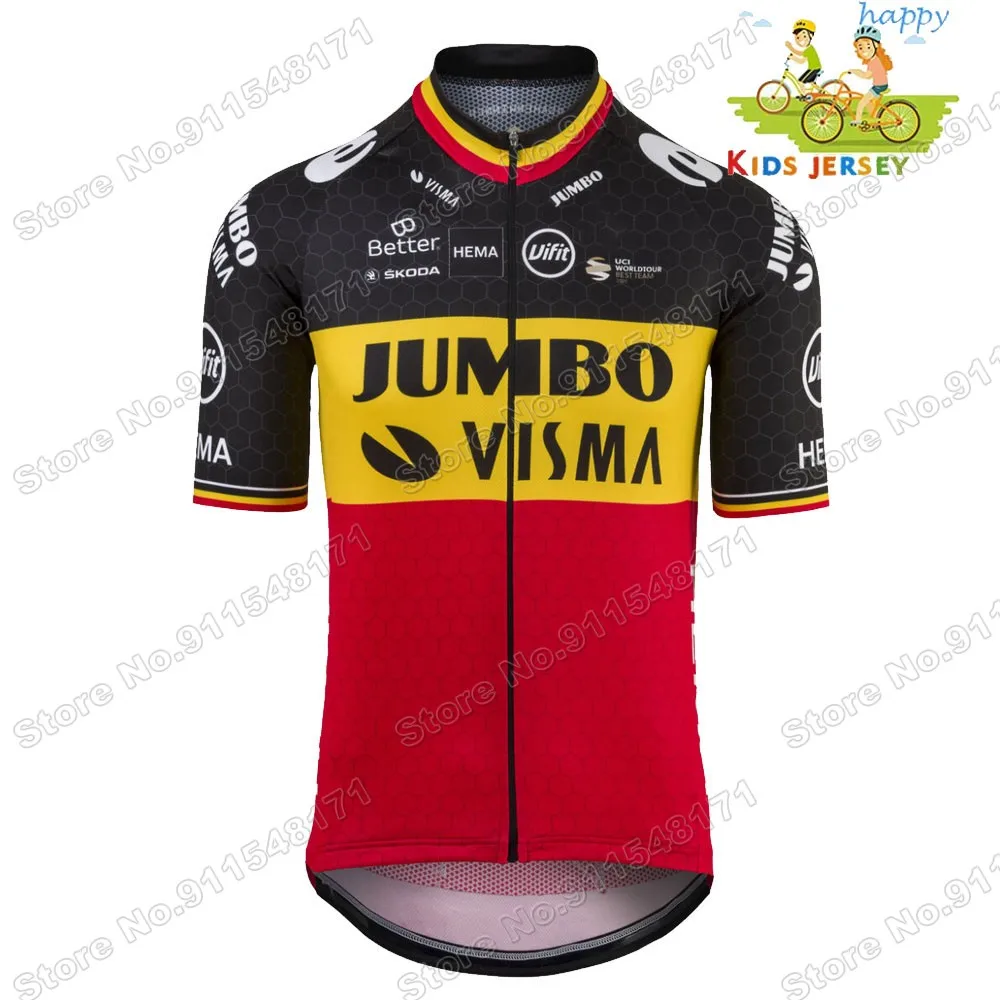 

Kids Jumbo Visma 2021 Cycling Jersey Short Sleeve Boys Girls Summer Children Clothing Road Bike Shirts Bicycle Tops MTB Wear