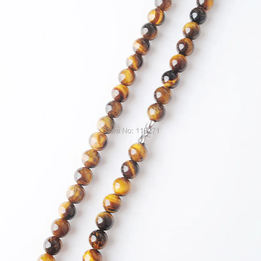 

WOJIAER Newborn Natural Stone 8mm Round Beads Neck Necklaces For Women's Female Energy Nepal Tigers Eye Jewelry Gift PF3032