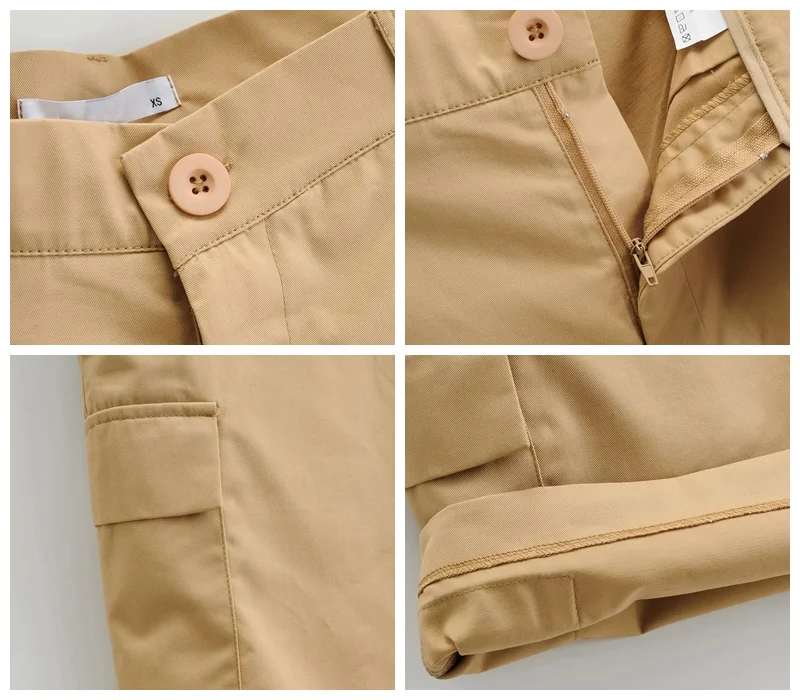 

MosiMolly 2021 Trendy pockets Knee Length Pants Women OL shorts cool lady short pants streetwear