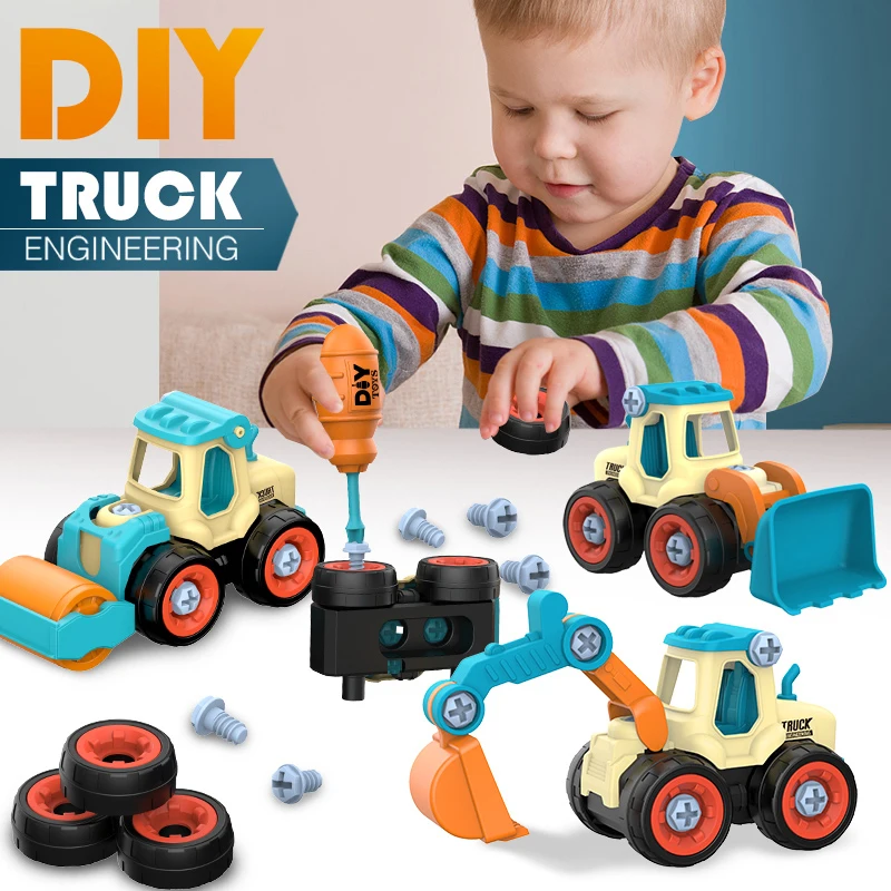 

Nut Disassembly Loading Unloading Engineering Truck Excavator Bulldozer Kids Screw Boys Creative Tool Education Car Model Toys