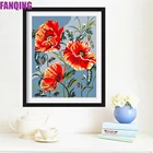 5D алмазная живопись сделай сам, вышивка крестиком, Мак, круглая Алмазная мозаика, алмазная вышивка, красные цветы, рукоделие, декоративная вышивка