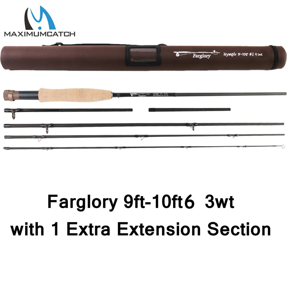 Maximumcatch Farglory 9-11FT 3WT/4WT/5WT 4-5Sec средняя быстрая Удочка Nymph с дополнительным удлинителем