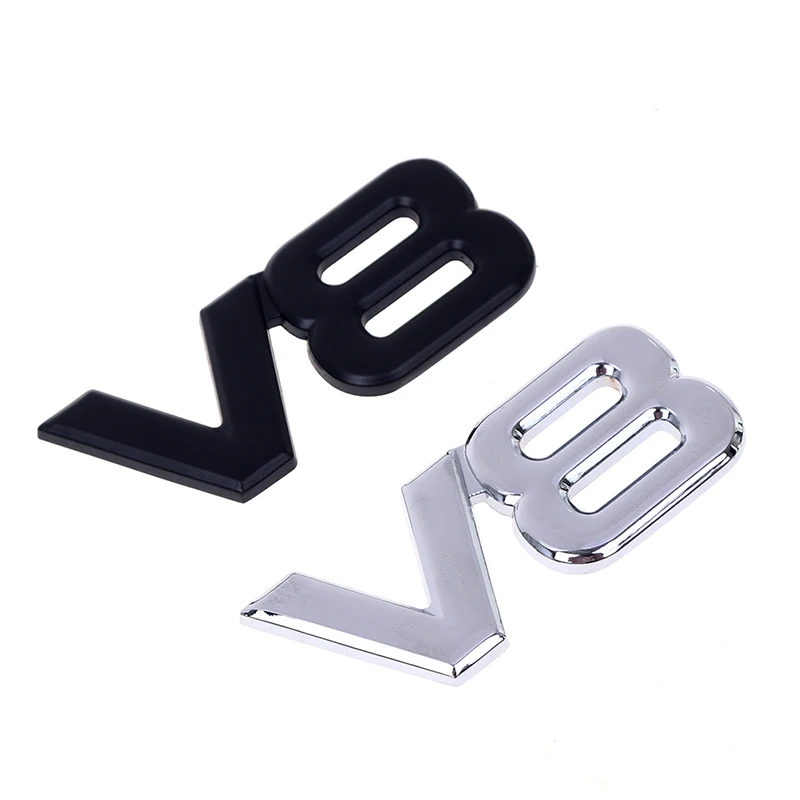 

Auto Metal Alloy 3D V8 Logo Badge Decal Chrom Side Wing Emblem Sticker Car