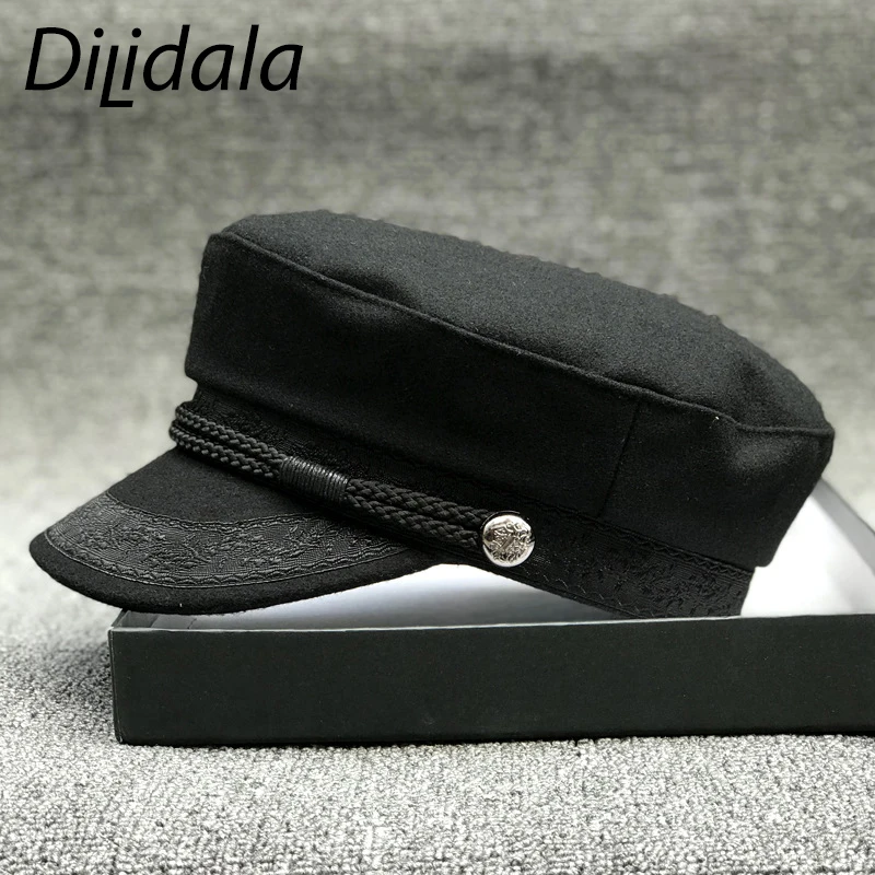Dilidala осенняя и зимняя шапка бини для женщин шерстяные береты японский плоский