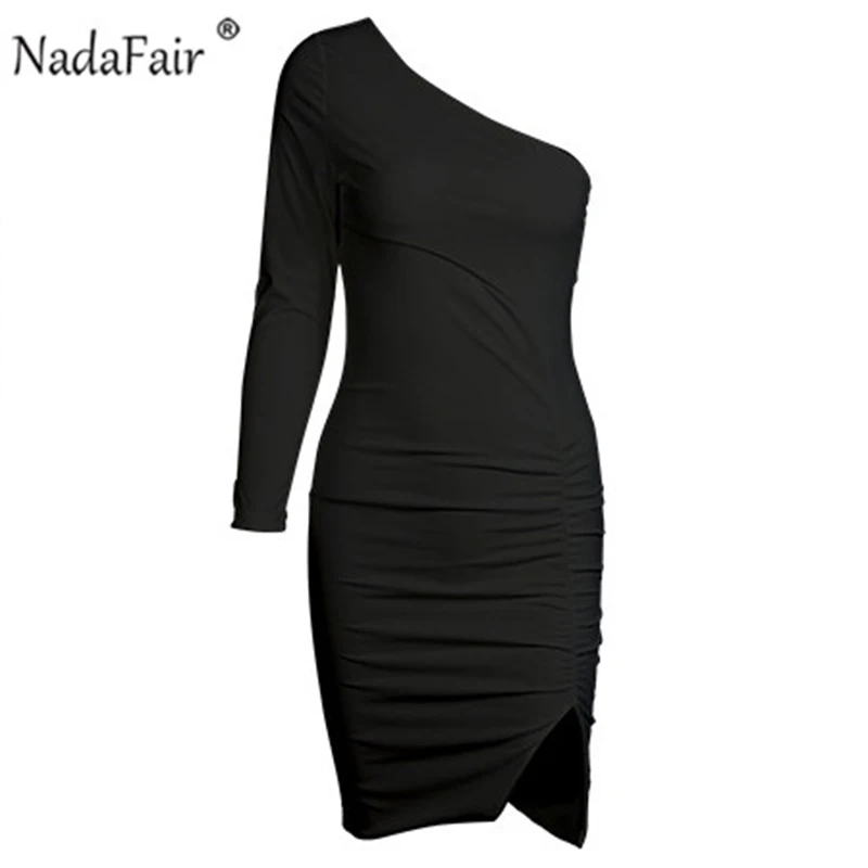 Nadafair/Клубная одежда на одно плечо вечерние сексуальные облегающие платья для
