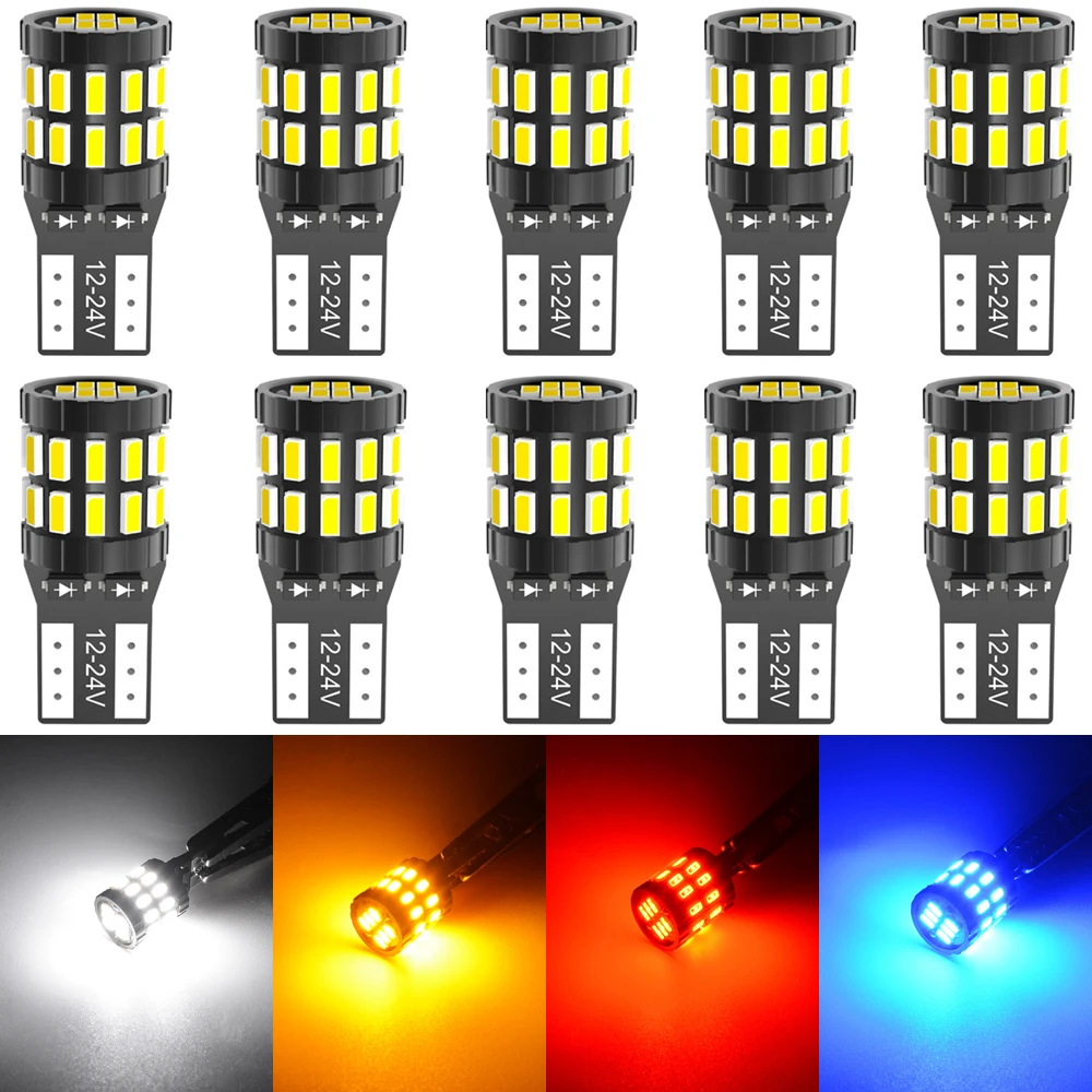 

10pcs T10 LED Canbus Bulbs For BMW E90 E60 White 168 501 W5W LED Lamp T10 Wedge Car Interior Lights 12V 6000K Red Amber Yellow