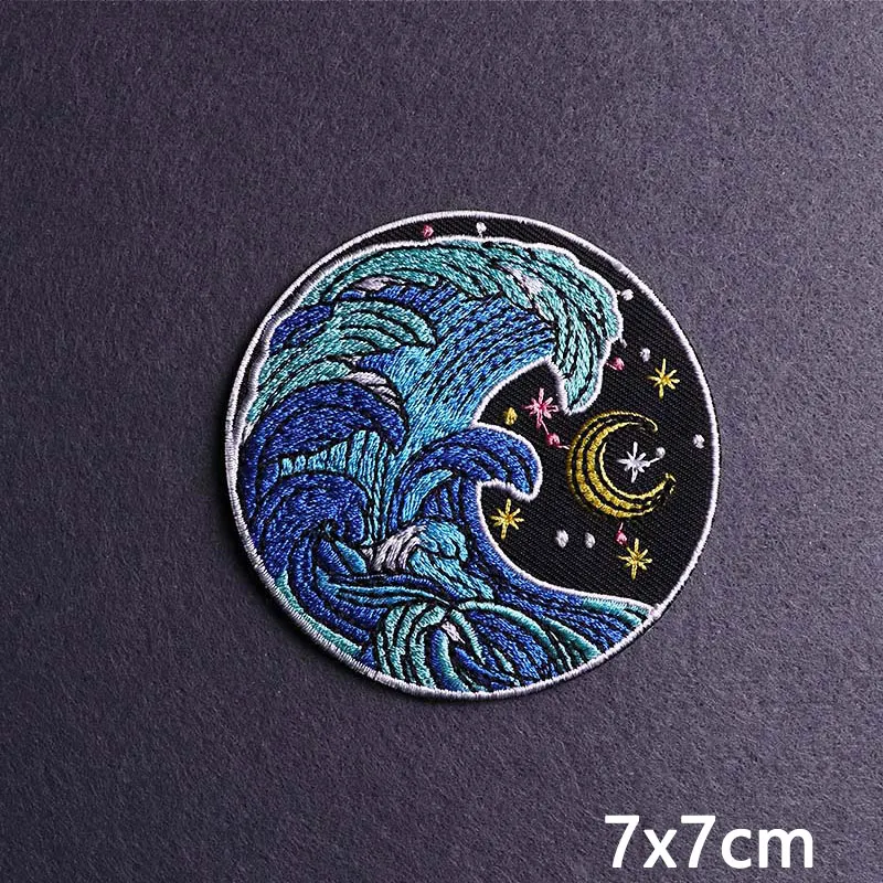 Мультяшные волнистые патчи для одежды с утюгом наклейки вышитые нашивки на