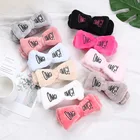 Повязка для волос с бантом Женская, бархатная эластичная заколка карамельных цветов с надписью OMG для мытья лица, купания, макияжа