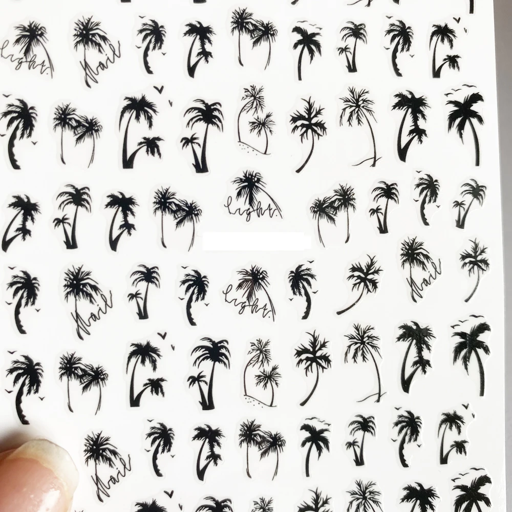 1pcs summer Coconut tree nail stickers designer leaf nail art decorations Fruits Orange Sliders cherry nails decals in bundles