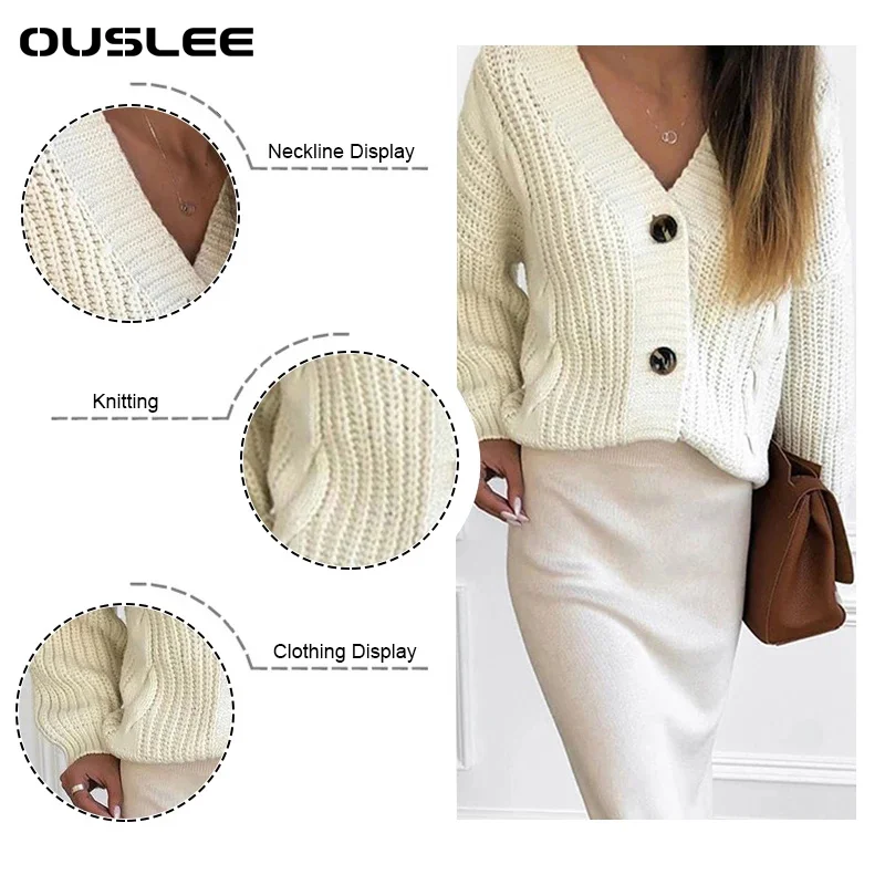 OUSLEE Cardigan Sweater Women Spring Autumn Casual Long Sleeve Button Knitted Sweaters Coat Femme Winter Warm Cardigan Sweaters OUSLEE Cardigan Sweater Women Spring Autumn Casual Long Sleeve Button Knitted Sweaters Coat Femme Winter Warm Cardigan Sweaters