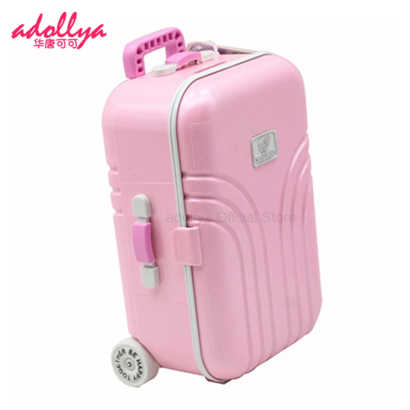 

Adollya Doll Accessories Trolley Case Password Box Accessories for Dolls Mini Suitcase Pink luggage Bag Toys for Girls