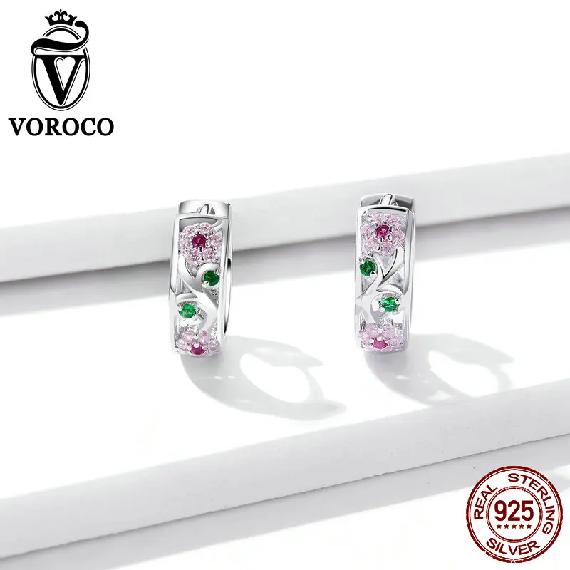 Серьги гвоздики VOROCO из серебра 925 пробы с кубическим цирконием для девушек серьги