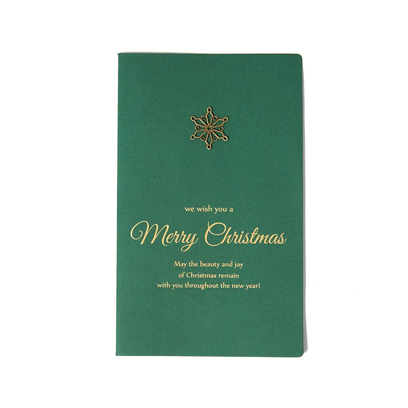 

10PCS Thicken Creative Retro Paper Hot Stamping Greeting Card Christmas New Year's Day Green Snow Invitation Greeting Card LD668