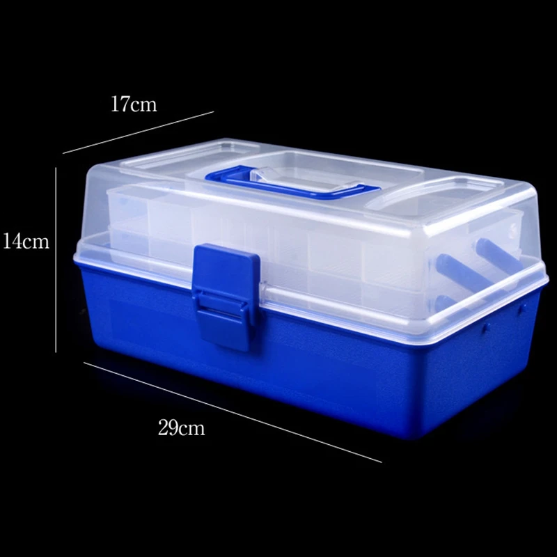 Blue + Transparent Portable Multifunctional Layers Big Fishing Tackle Box with Durable Plastic | Спорт и развлечения