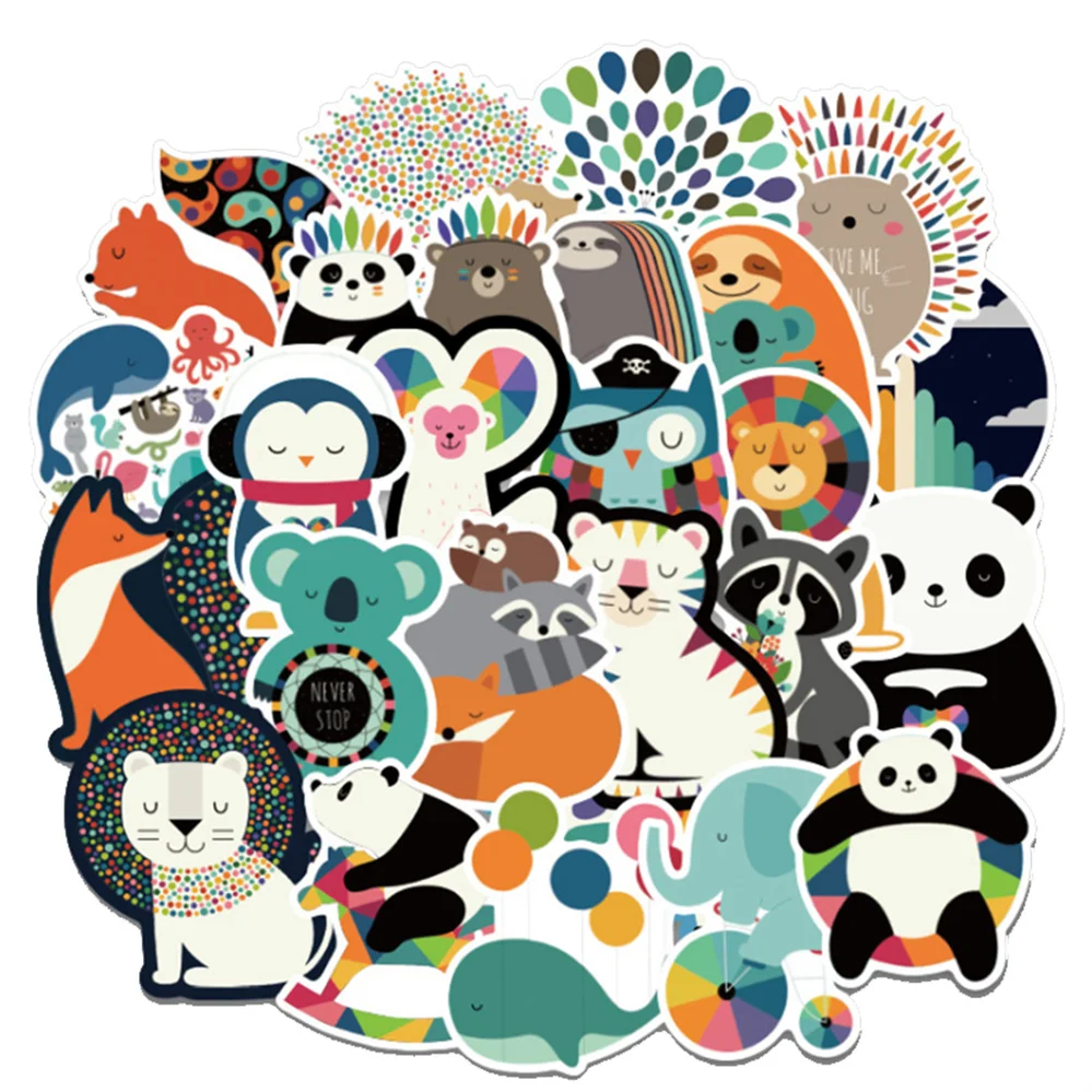 

10/30/50PCS Color Animal Cartoon Graffiti Stickers Laptop Car Trunk Guitar Helmet Waterproof Decorative Stickers Wholesale
