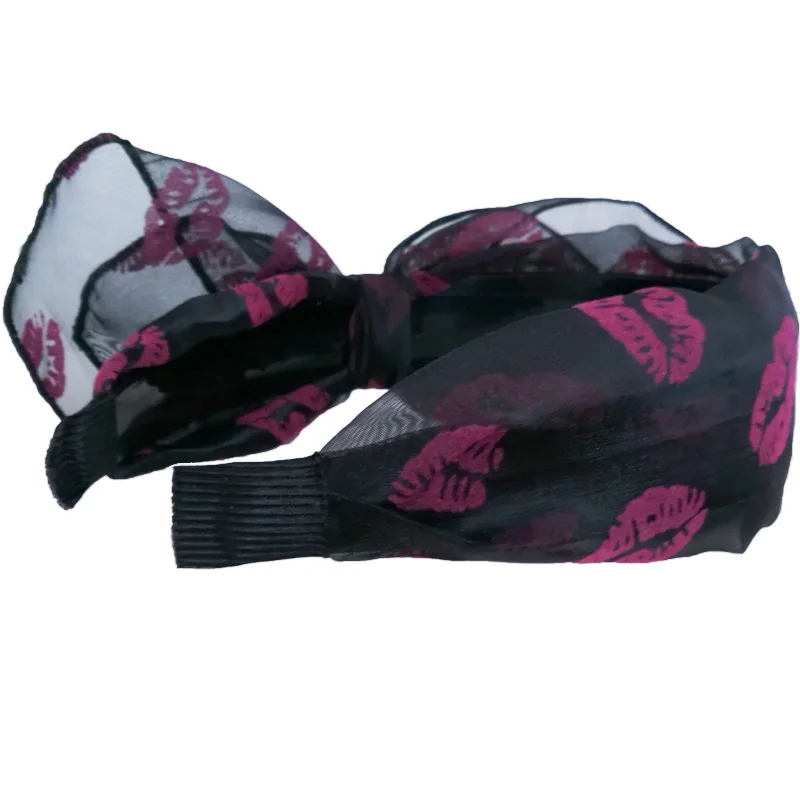 Розовый цвет сексуальный ободок для губ Женская повязка на голову с узлом и