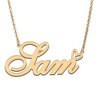 sam love heart name necklace personalized gold plated stainless steel collar for women girls friends birthday wedding gift