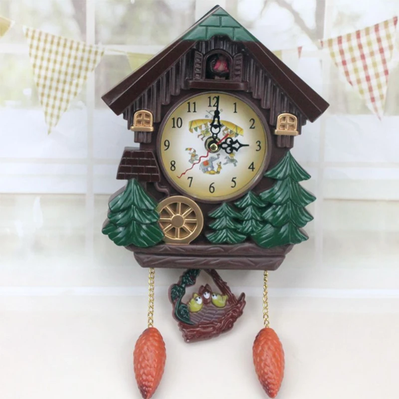 Handcrafted Wood Cuckoo Clock House Tree Style Wall Clock Vintage Home Decor
