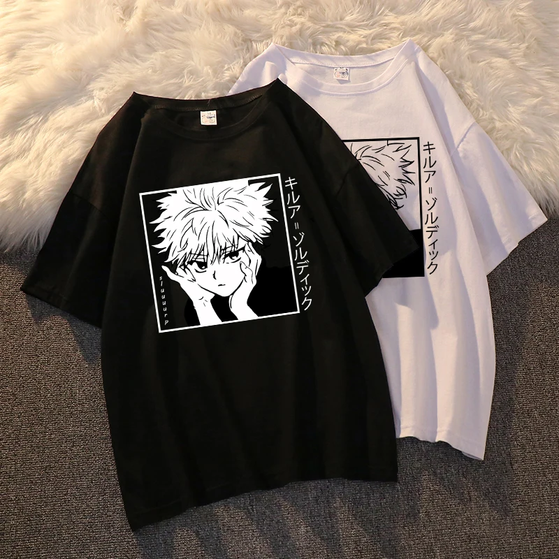 Men Women T-shirt Tops Kawaii Hunter X Tshirt Killua Zoldyck Crew Neck Fitted Soft Anime Manga Tee Shirt Clothes | Женская одежда