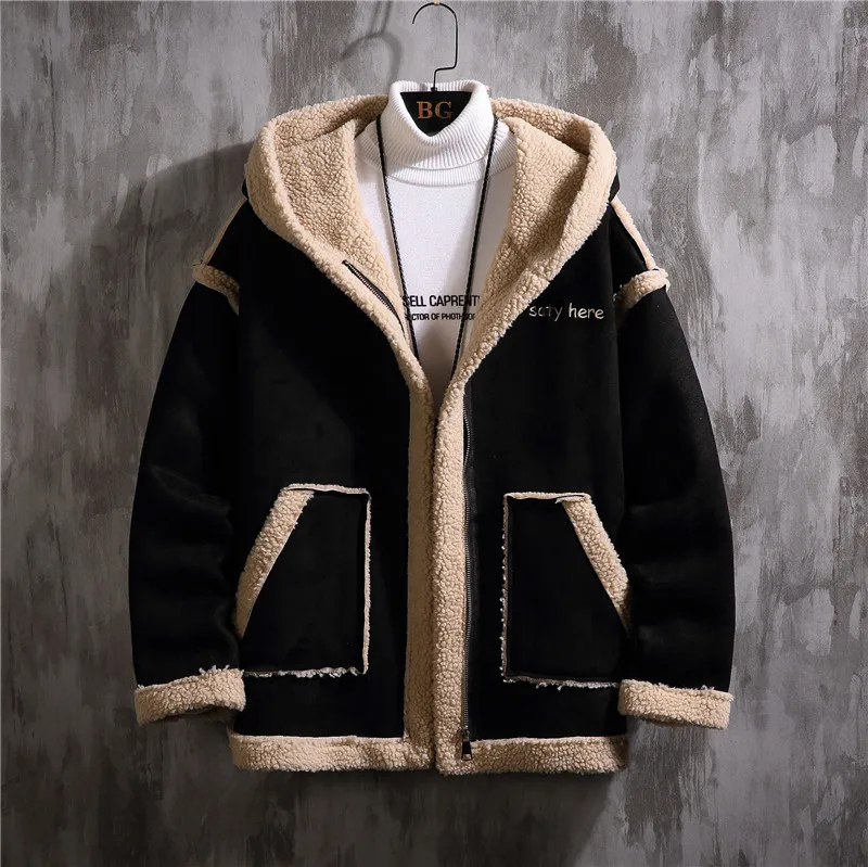 

Mens Jackets and Coats Retro Style Suede Leather Jacket Men Leather Jacket Fur Lined Warm Coat Winter Overcoat jacket