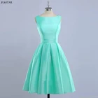 Короткое атласное платье для подружки невесты, платье мятного, зеленого, оранжевого, синего цветов, индивидуальный пошив