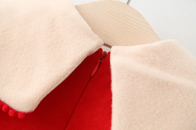 Красное Новогоднее платье для маленьких девочек зимняя одежда с вышивкой и