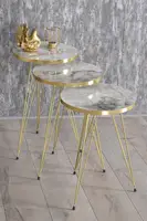 Zigon Coffee Table Gold Ephesus Tel 3 pcs new model coffee table marble pattern coffee table