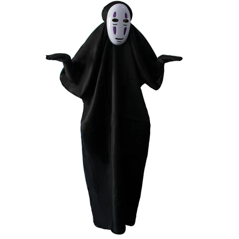 

Cosplay Costume No Face Man Spirited Away Costume with Mask gloves for Halloween Costume Anime Miyazaki Hayao Faceless Cloak