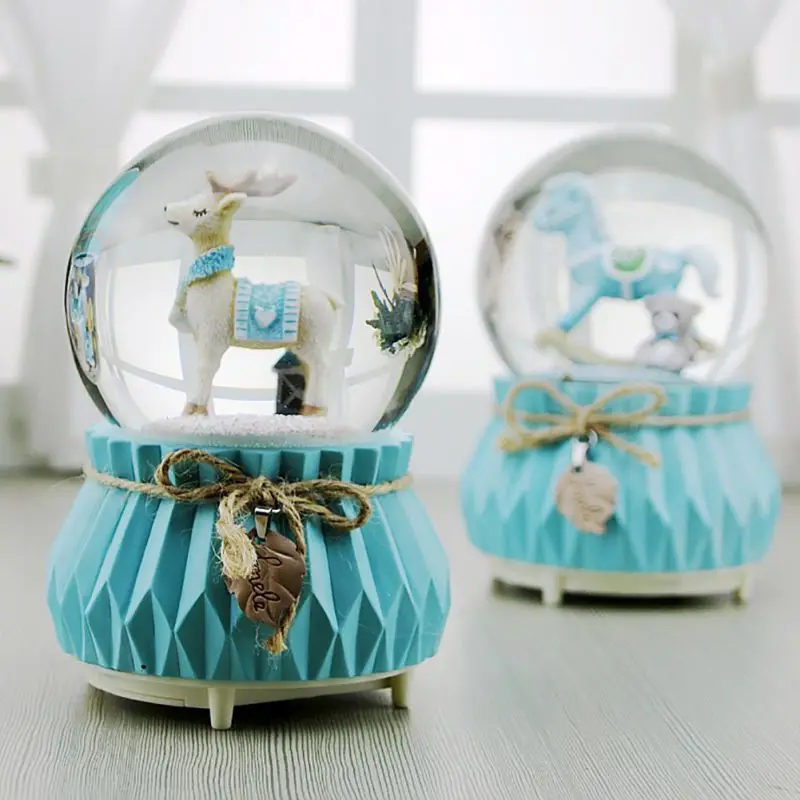 Рождественская музыкальная шкатулка деревянная лошадь лося Снежный светильник