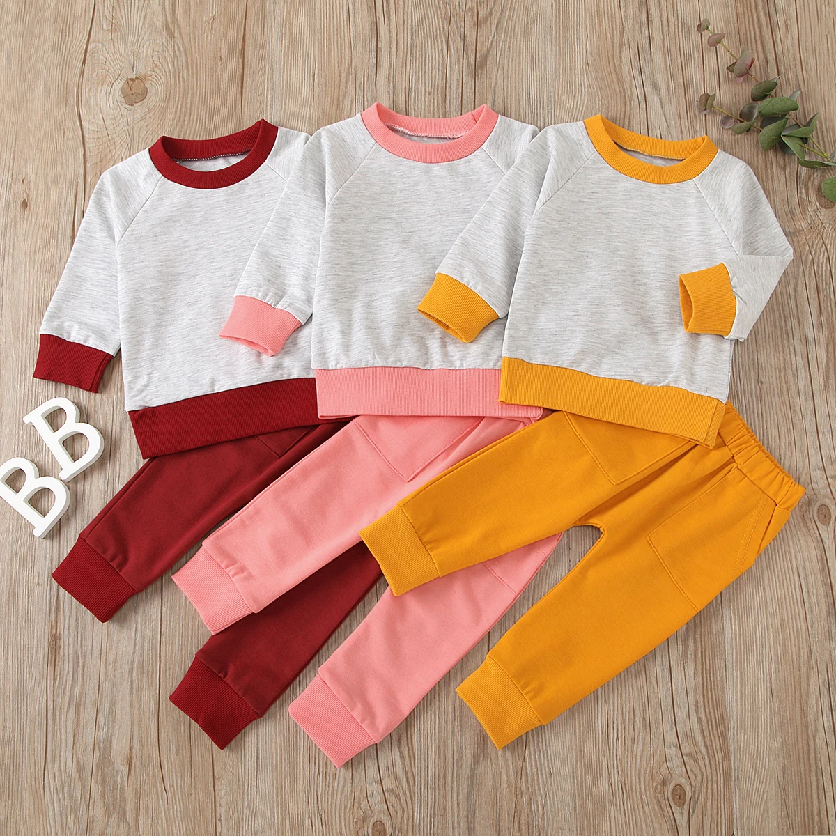 

Children Long Sleeves + Trousers, Color Block Casual Suit, Classic Round Neck Spring Sports Clothing Clothes Set 2020 Outfits