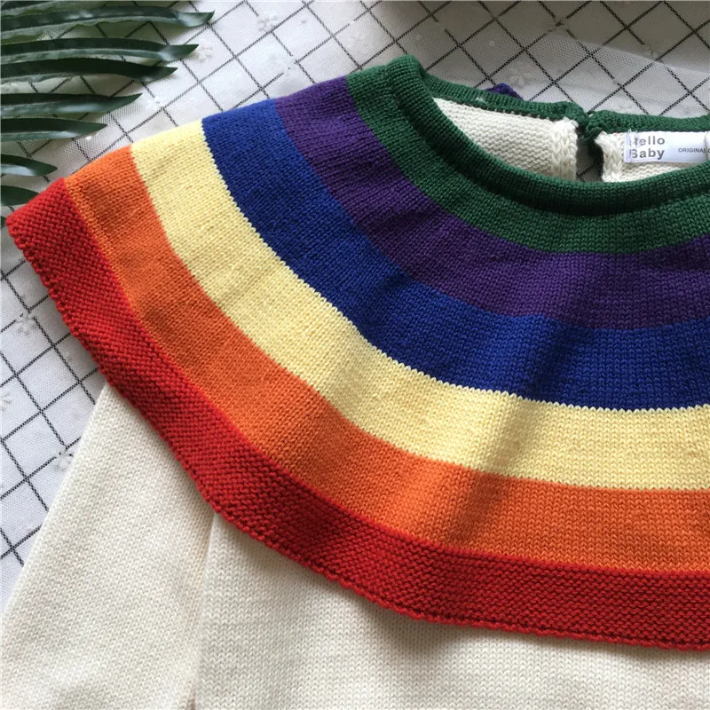 Tonytaobaby осенне-зимняя одежда новый стиль радужный свитер для маленьких девочек