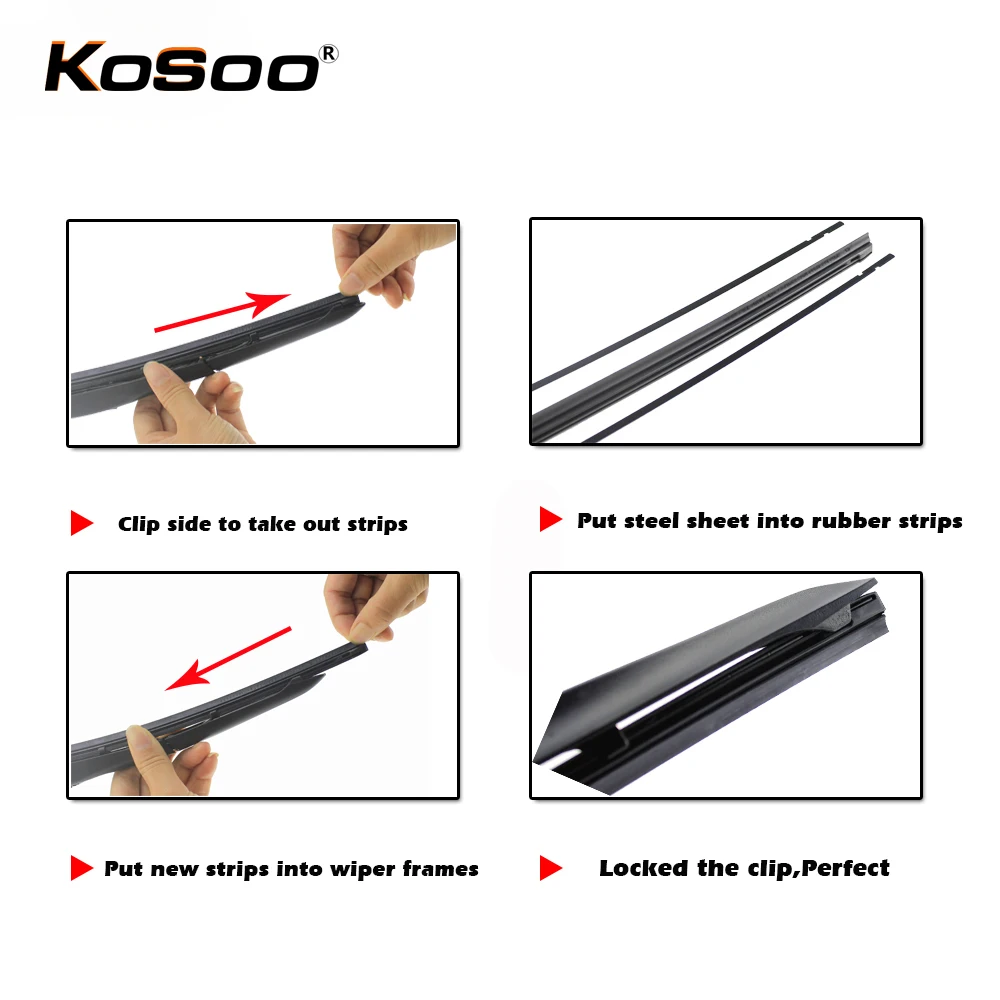 Auto Windscreen Car Wiper Blade Replacement Refill Strip Rubber bands 8MM DIY 14