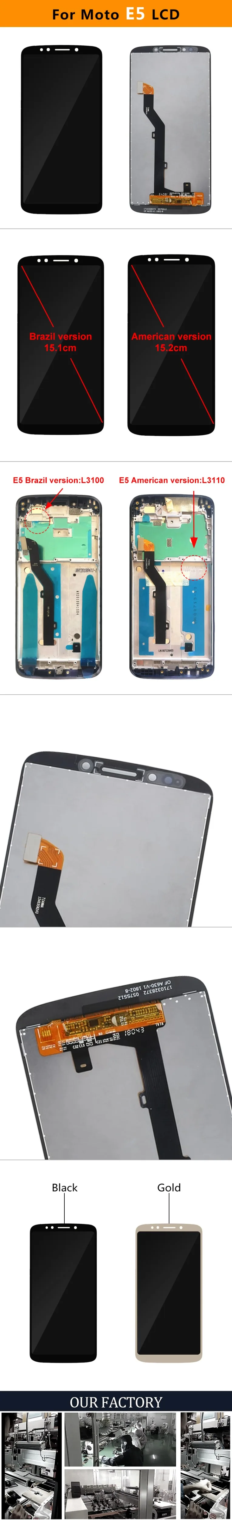 Для Motorola Moto E5 XT1944-4 XT1944-2 ЖК сенсорный экран дигитайзер дисплей запасные части в сборе 5," дюймов