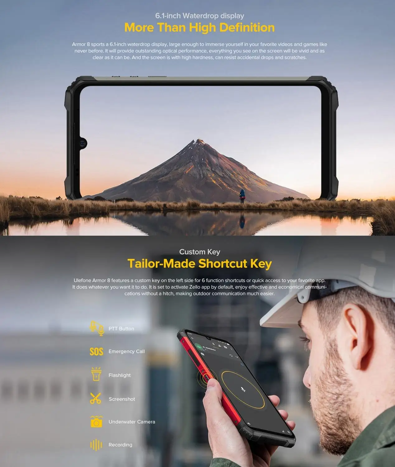 Защищенный смартфон Ulefone Armor 8 4 Гб + 64 ГБ водонепроницаемый мобильный телефон