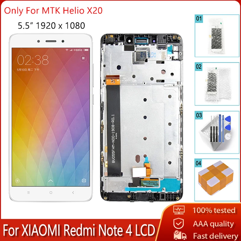 ЖК дисплей 5 дюйма для Xiaomi Redmi Note 4 сенсорный экран дигитайзер с рамкой в сборе