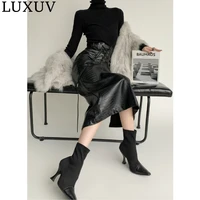 womens long pu skirt pencil with slim sexy leopard print beach harajuku maxi high weisted dress bodycon punk rock boutiques