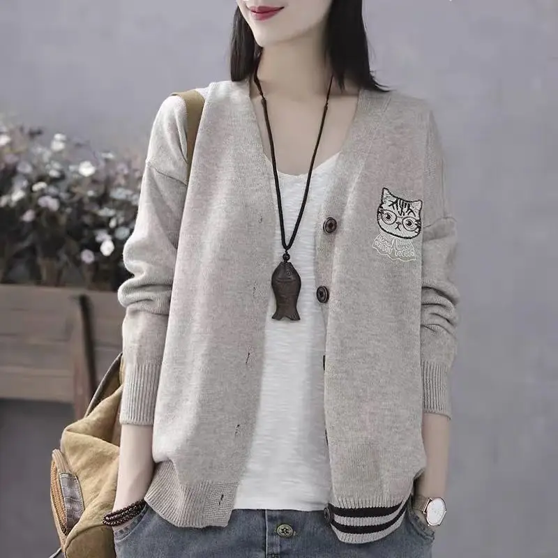 

Knitted Cardigan New Women's Cardigan Sweater Knitwear Small Jacket Women's Long Sleeve Large Size Loose Casual