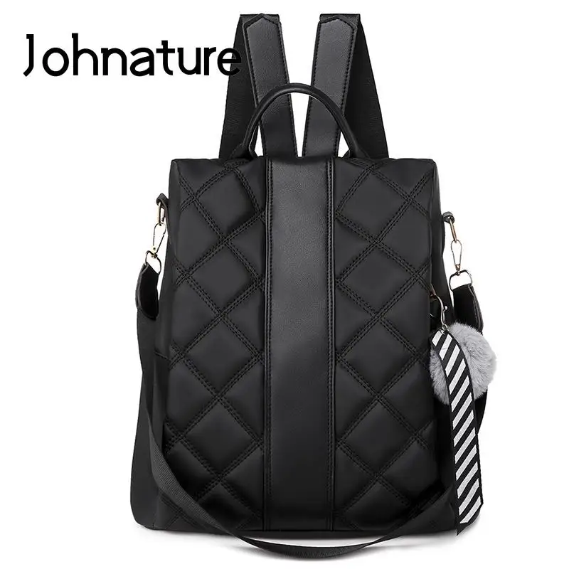 

Johnature 2022 New Fashion High Quality Pu Leather Women Backpack Dual Purpose Anti Theft Leisure Large Capacity Travel Bags
