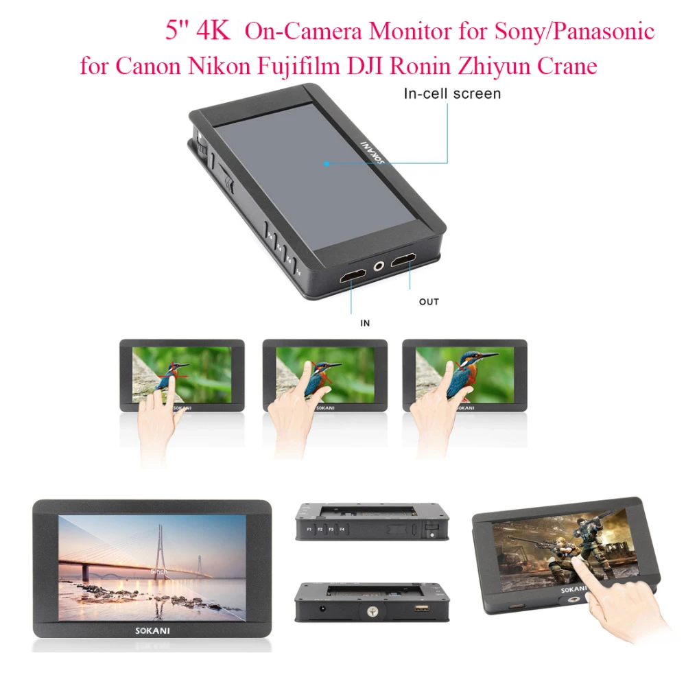 Sokani SK-5 5 'ɴK Поддержка сигнала на камеру ЖК-монитор для Sony Panasonic Canon Nikon Fujifilm DJI