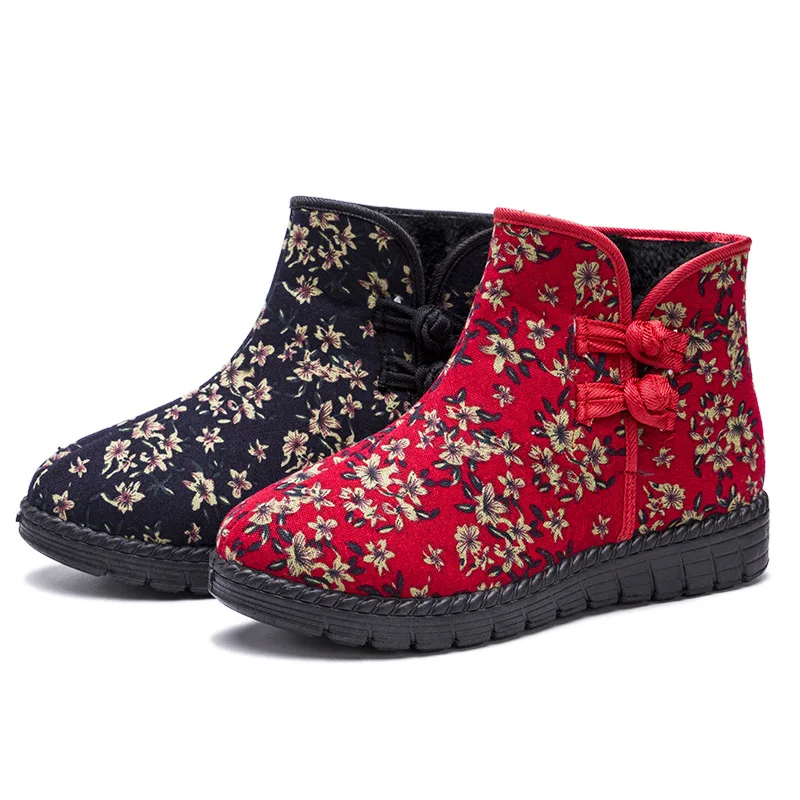

New Old Beijing Cloth Shoes Women's Plus Size Warm Cotton Boots Middle-aged Elderly Snow Boots Female Mother Shoes Cotton Shoes