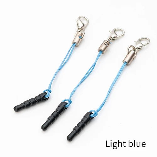 Light blue 100 шт./лот, застежка "Лобстер", заглушка от пыли, ремешок, ремешок для мобильного телефона, lasso, Шарм с подвеской на цепочке, ручная работа, сделай сам - Цвет: Light blue