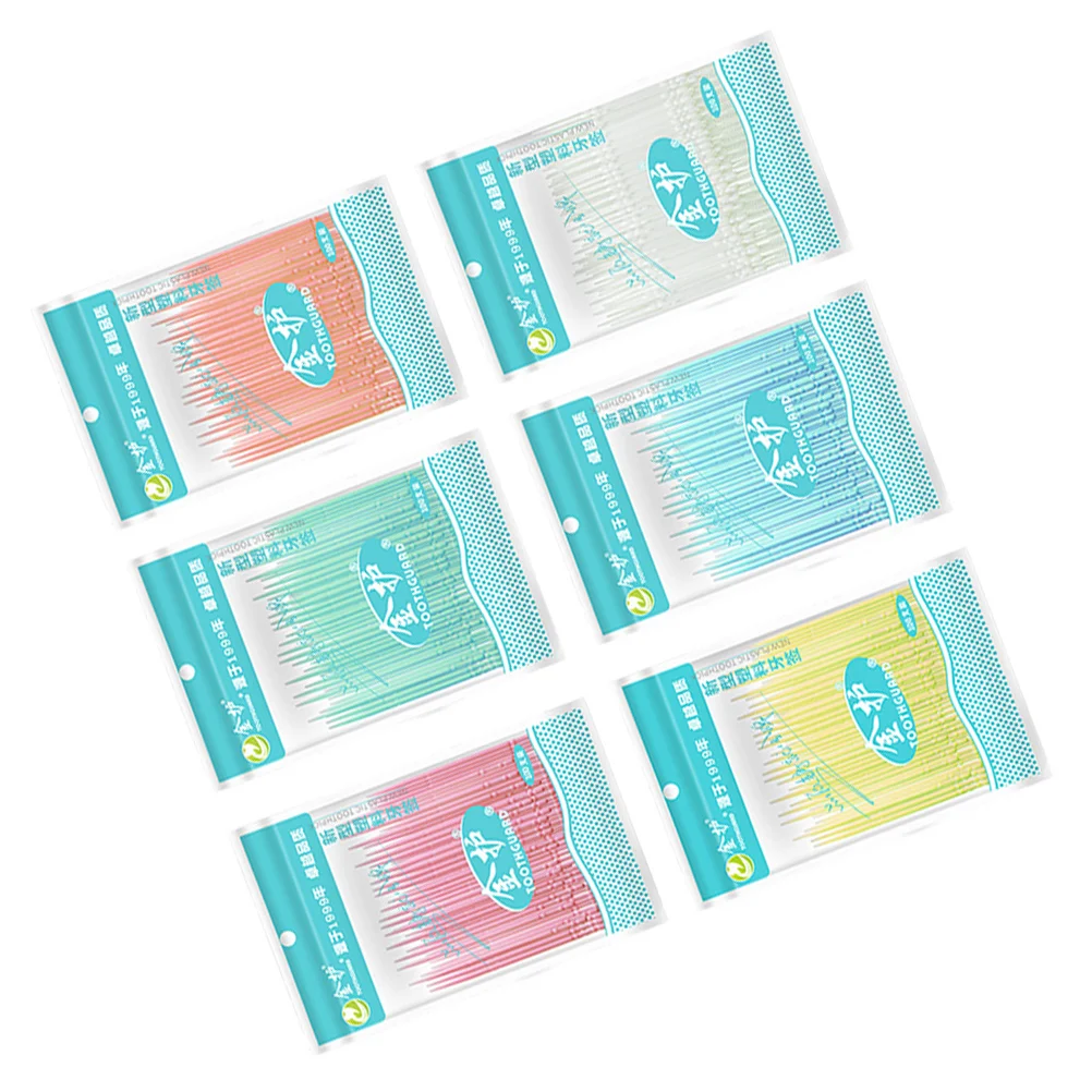 

500pcs Disposable Interdental Brush Double-head Plastic Oral Care Interdental Floss Cleaners (Random Color)