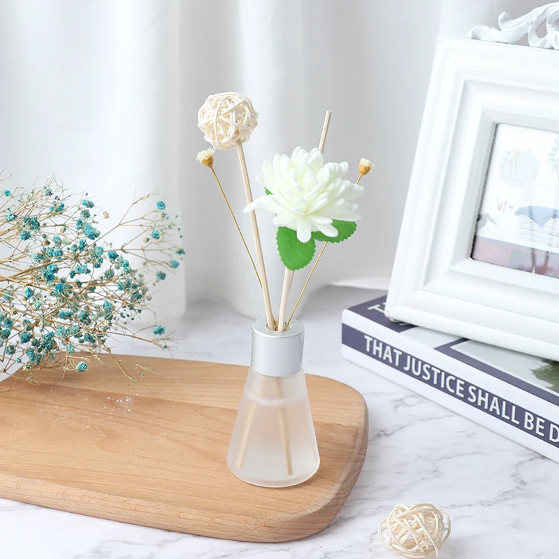 

50ml Glass Bottles Reed Diffuser Sticks Essential Oil Air Freshers Flameless Aromatherapy Home Air Freshener Perfume Set