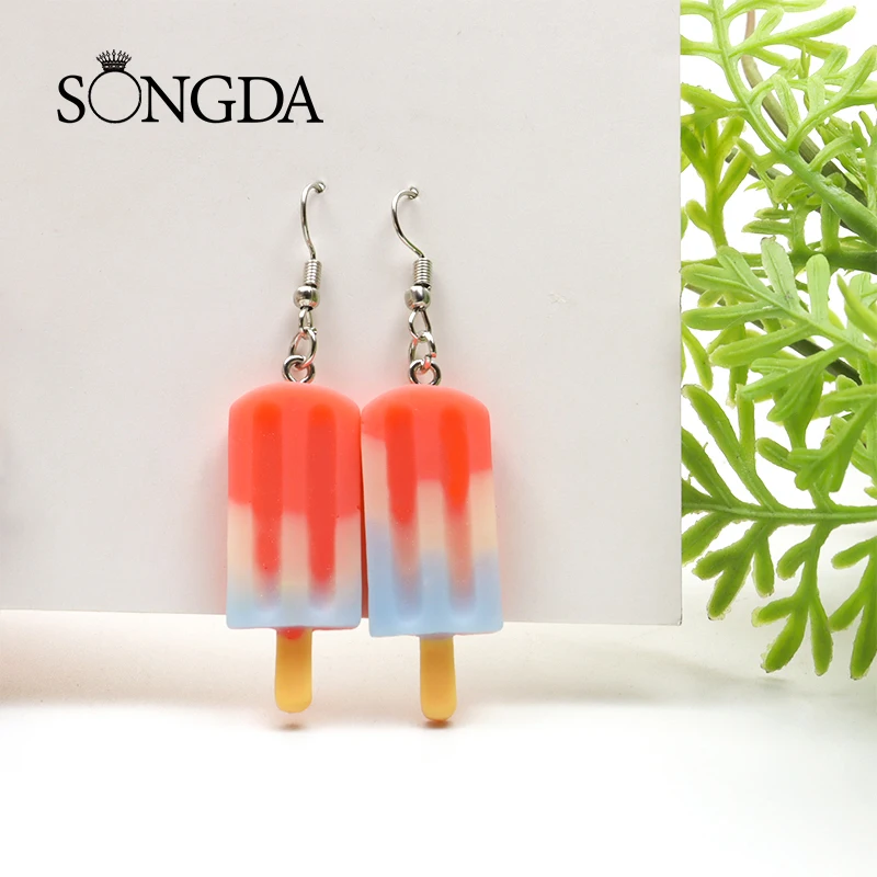 

Summer Simple Fresh Earrings Fashion Creative Emulational Ice Cream Funny Eardrop Sweet Cute Jewelry 2021 Earring Accessories